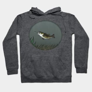 Bass Fish Chasing Minnow Illustration Hoodie